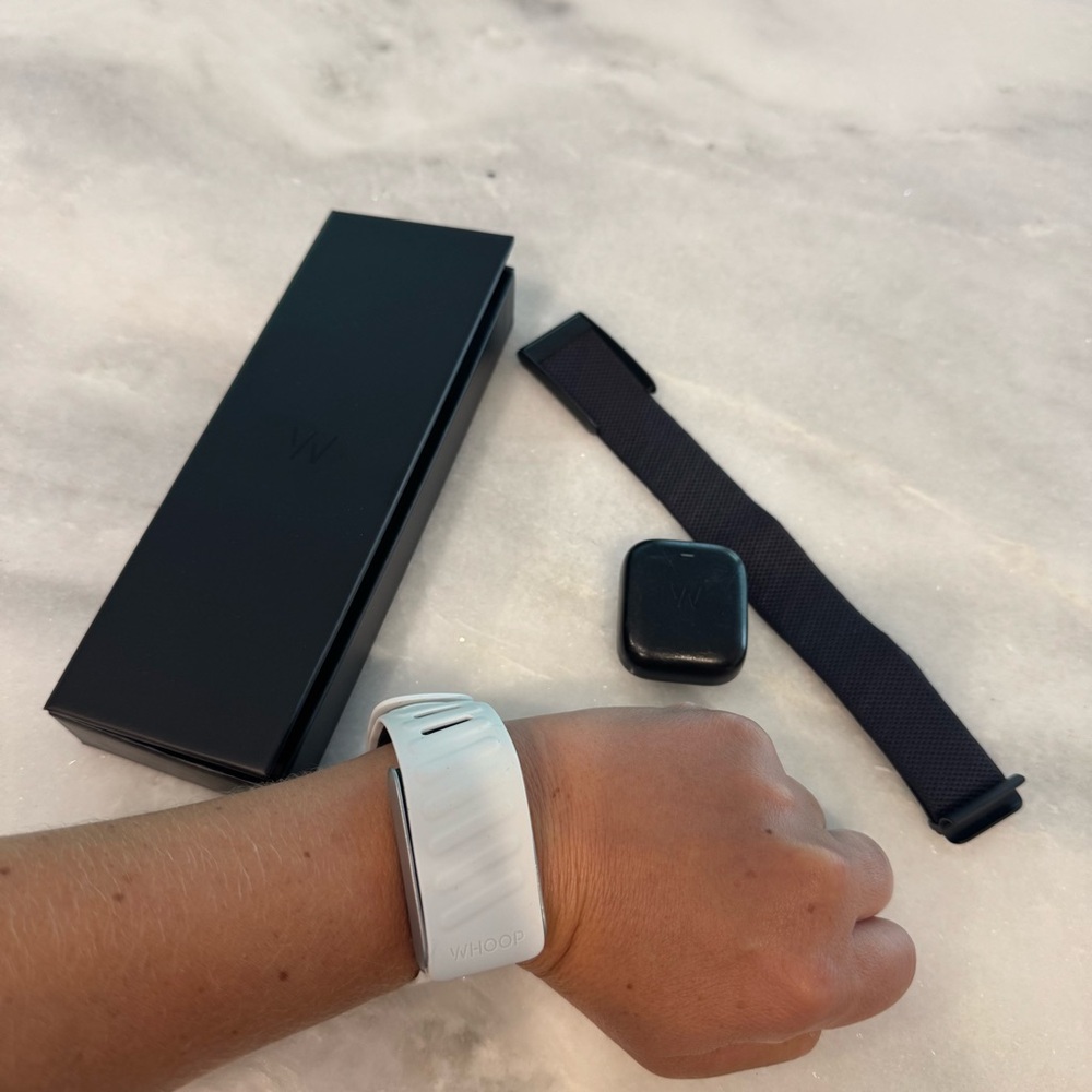 White Fitness Band with Black Strap
